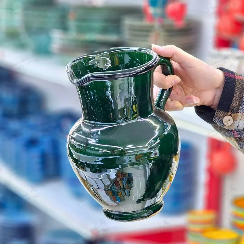 پارچ و لیوان سفالی سبز
